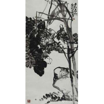 陈昭国画花鸟风乱芭蕉图轴字画之家