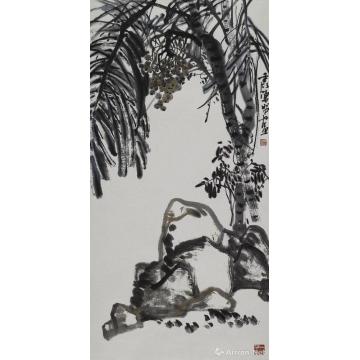 陈昭国画花鸟南国棕榈图轴字画之家