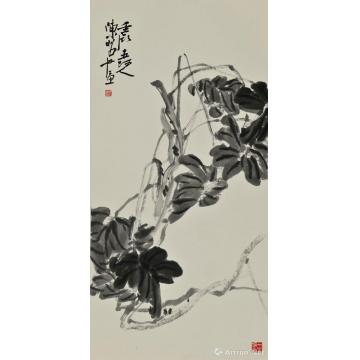 陈昭国画花鸟水墨龟背图轴字画之家