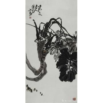 陈昭国画花鸟老海芋图轴字画之家