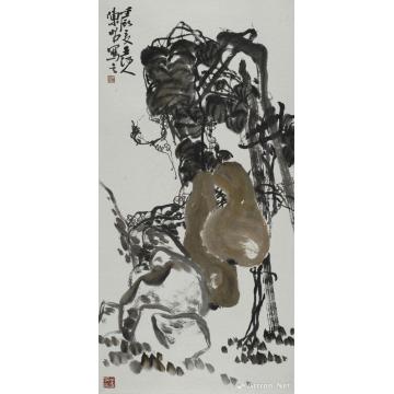 陈昭国画花鸟南瓜图轴字画之家