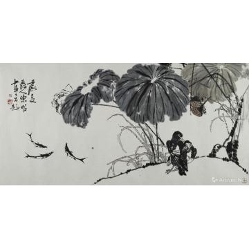 陈昭国画花鸟荷塘鸳鸯图字画之家