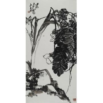 陈昭国画花鸟雨露芭蕉图轴字画之家