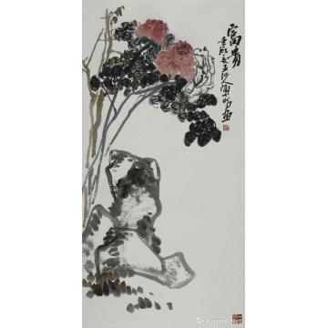 陈昭国画花鸟富贵长寿图轴字画之家