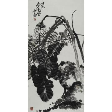 陈昭国画花鸟粉花芭蕉图轴字画之家