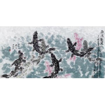 吴建堂国画花鸟激浪欢度字画之家