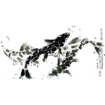 吴建堂国画花鸟年年有鱼字画之家