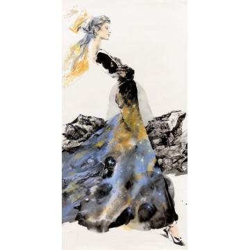 蒙复旦国画人物星光伴我行字画之家