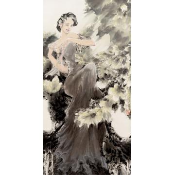 蒙复旦国画人物一笑百花开字画之家