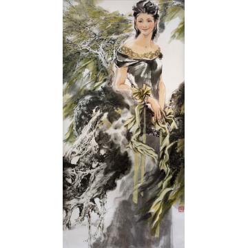 蒙复旦国画人物飘动的期盼字画之家