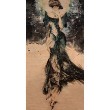 蒙复旦国画人物随风而来字画之家
