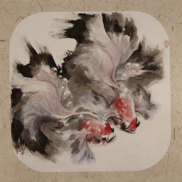 蒙复旦国画花鸟扇面字画之家