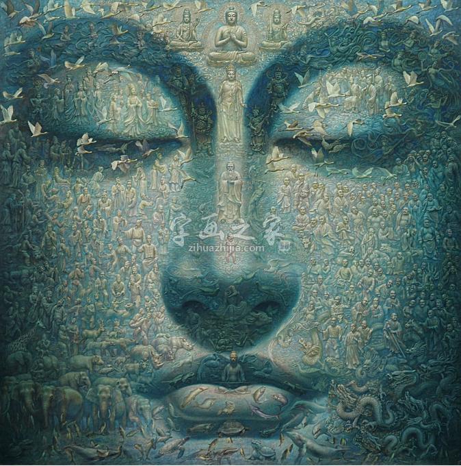 张振宇油画《中国脸书系列之[大圆满]》_书画家张振宇