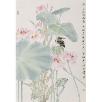 张建明国画花鸟亭亭玉立晓风前字画之家