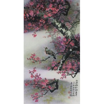 张建明国画花鸟山深梅红报春早字画之家