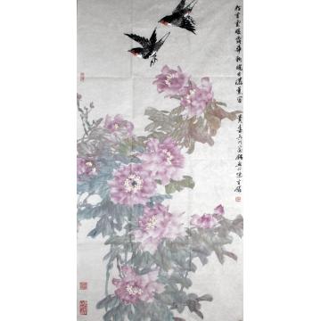 张建明国画花鸟粉香云暖露花新字画之家