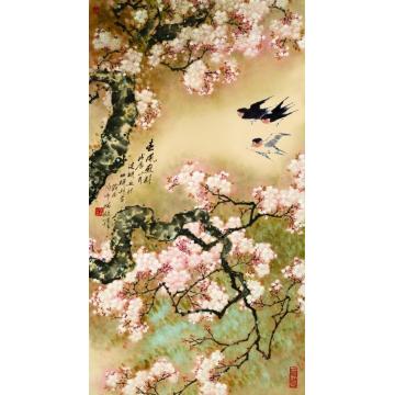 张建明国画花鸟春风燕影字画之家
