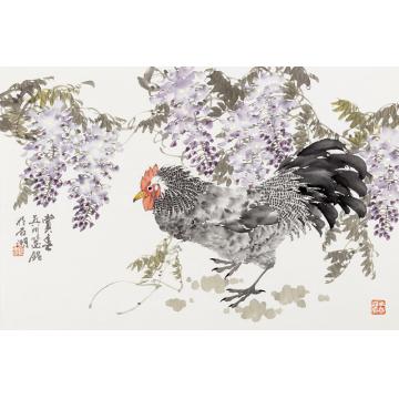 张建明国画花鸟《赏春》字画之家