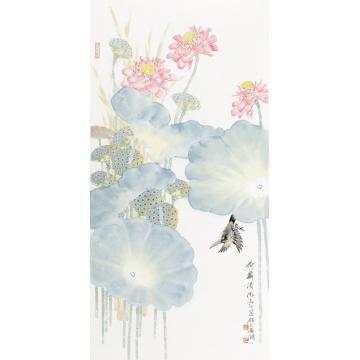 张建明国画花鸟《荷舞清风》字画之家