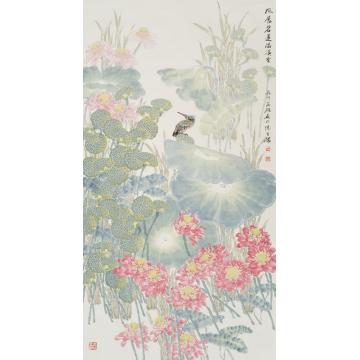 张建明国画花鸟《风展碧莲满溪香》字画之家