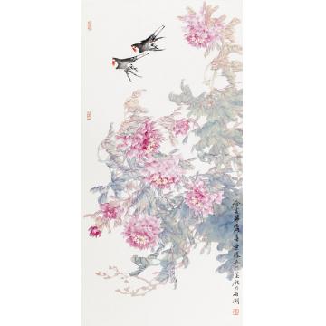 张建明国画花鸟《含香带露春意浓》字画之家