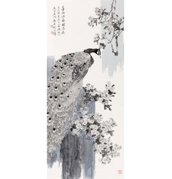 张建明国画花鸟《春雨江南枝满花》字画之家