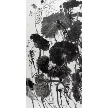 闫新生国画花鸟白荷花开解禅意字画之家