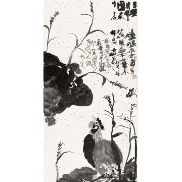 闫新生国画花鸟雉雊麦苗秀字画之家