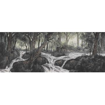 王焕波国画山水溪涧拥翠字画之家