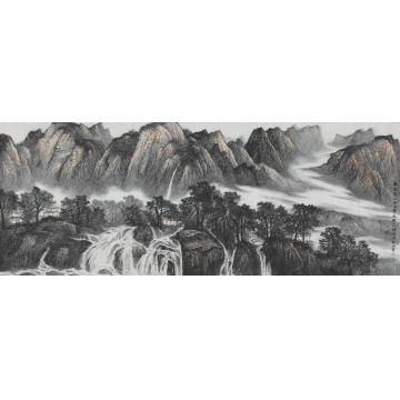 王焕波国画山水泉落青山字画之家