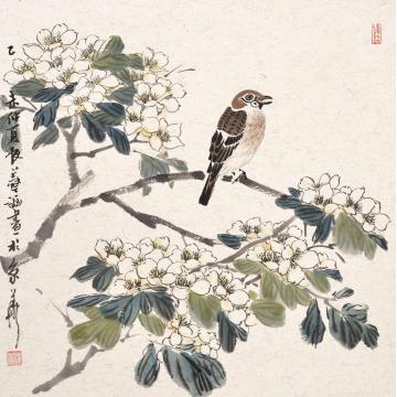 郭艺涵国画花鸟春意满园字画之家