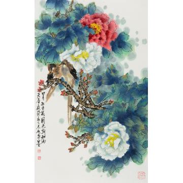 黄如森国画花鸟四月  牡丹字画之家