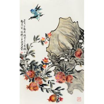 黄如森国画花鸟五月  石榴花字画之家