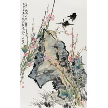 黄如森国画花鸟三月 桃花字画之家