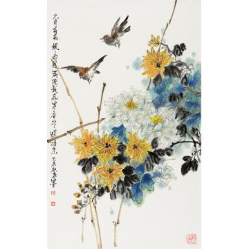 黄如森国画花鸟九月 菊花字画之家
