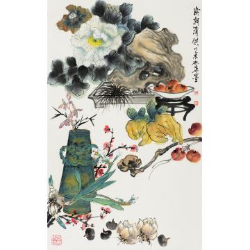 黄如森国画花鸟岁朝清贡字画之家