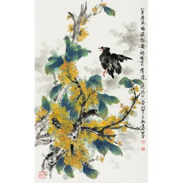 黄如森国画花鸟八月 桂花字画之家