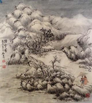 黄如森国画山水踏雪图字画之家