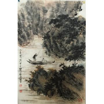黄如森国画山水入夏清凉字画之家