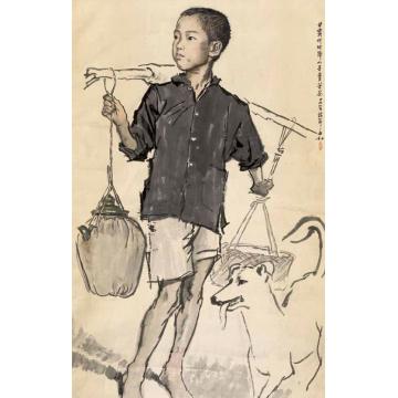 蒋兆和国画人物小子卖苦茶字画之家