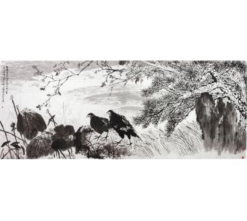 潘锡林国画花鸟水边珍禽字画之家