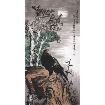 潘锡林国画花鸟日出惊山鸟字画之家