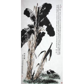 潘锡林国画花鸟风雨送秋字画之家