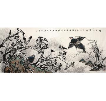 潘锡林国画花鸟秋夜入寒林字画之家