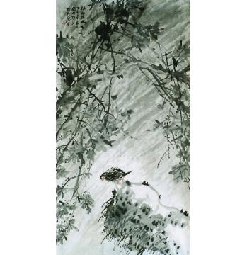 潘锡林国画花鸟秋林疏雨字画之家