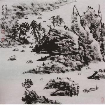 潘锡林国画山水千里清秋字画之家