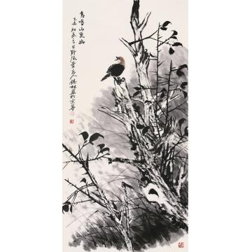 潘锡林国画花鸟鸟鸣山更幽字画之家