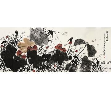 潘锡林国画花鸟满堂荷气字画之家