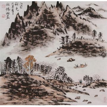 潘锡林国画山水江南秋色字画之家