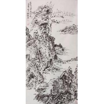 潘锡林国画山水家住江南溪水边字画之家